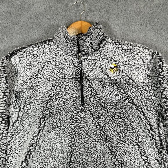 NFL Minnesota Vikings Sherpa Quarter-Zip Pullover Jacket Women's Gray - Picture 4 of 12